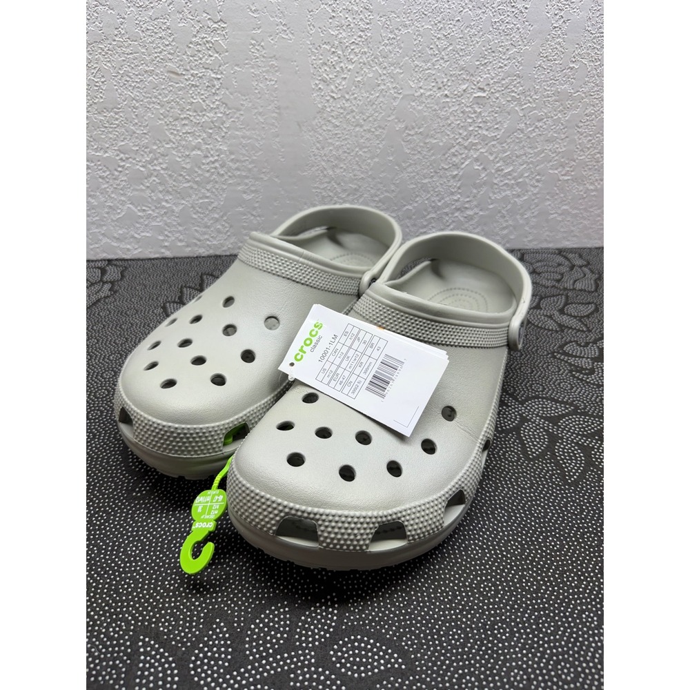 Crocs Classic Clog Light Grey Mens 12 Womens 14 Slip On Comfort Shoes 10001-1LM